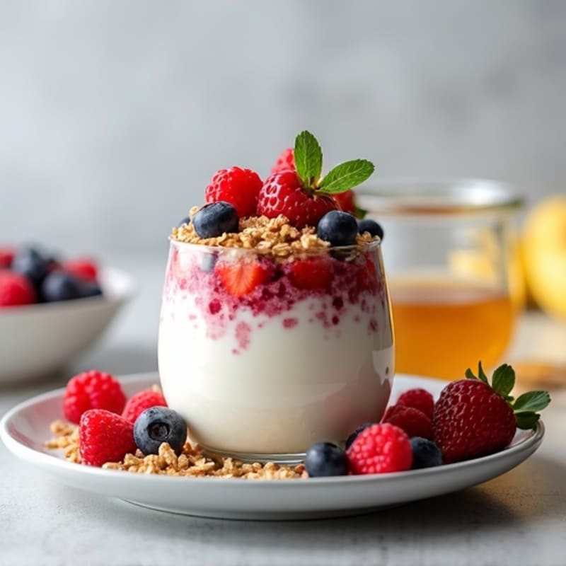 Greek Yogurt Protein Parfait with Mixed Berries