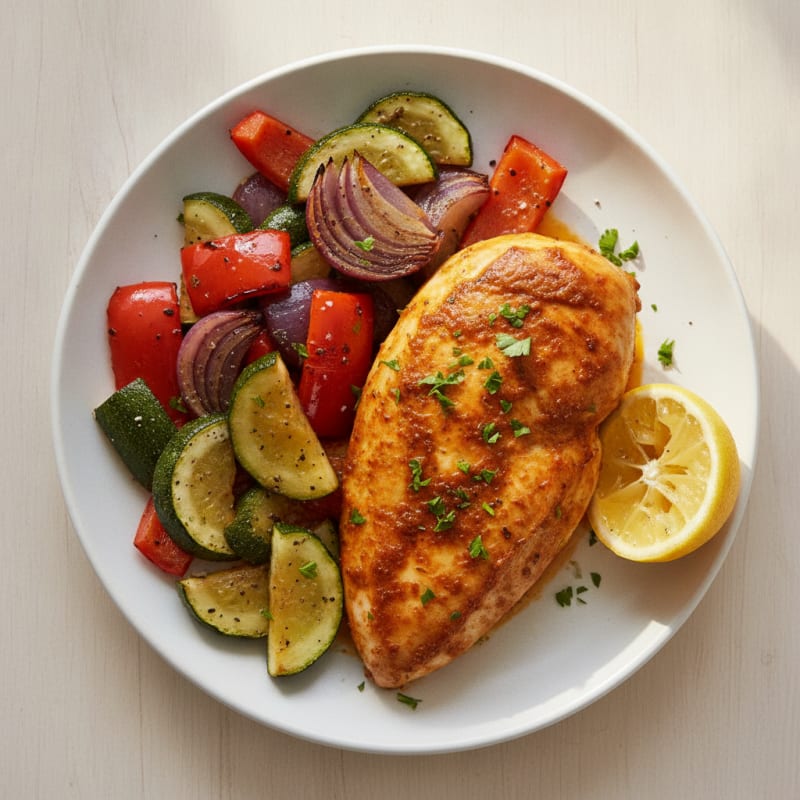 Spicy Harissa Chicken with Roasted Vegetables