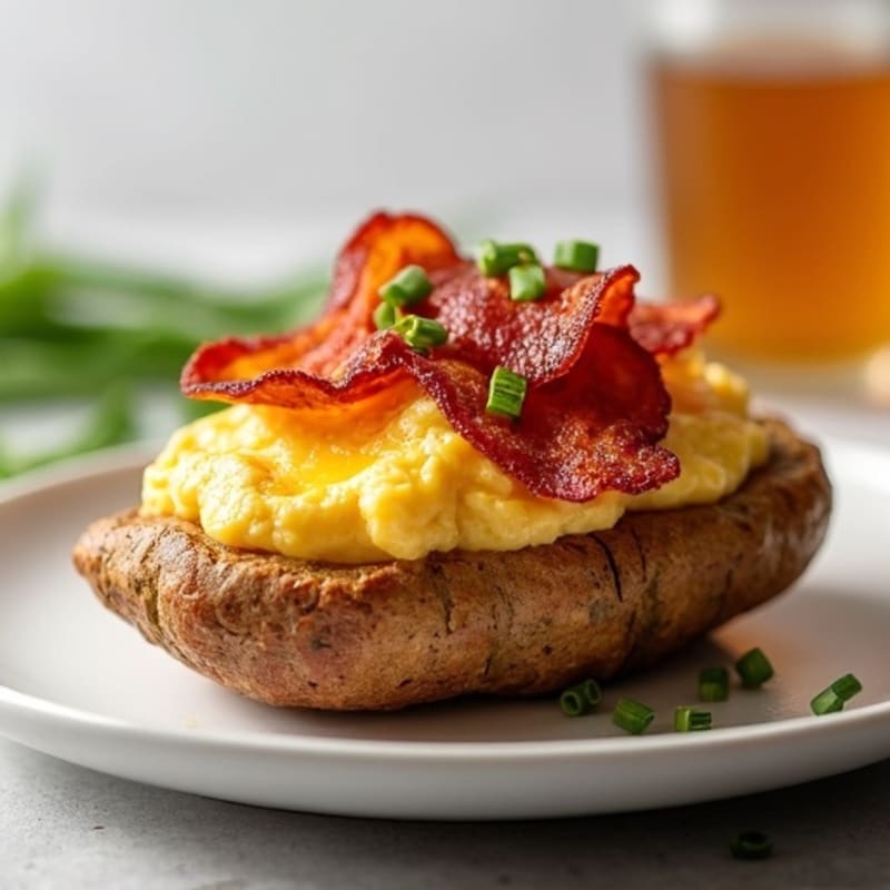 Crispy Twice-Baked Potato with Turkey Bacon
