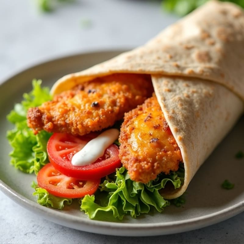 Crispy Buffalo Ranch Chicken Wrap with Fresh Vegetables