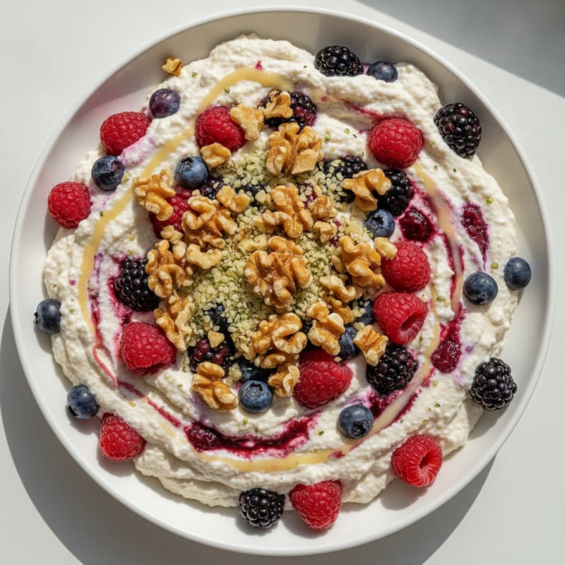 Greek Yogurt Protein Mousse with Mixed Berries