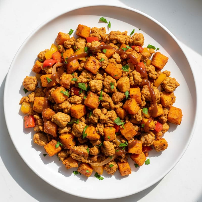 Crispy Ground Turkey and Sweet Potato Hash