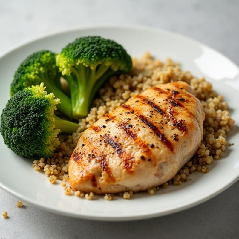 Grilled Chicken Breast with Roasted Broccoli and Quinoa