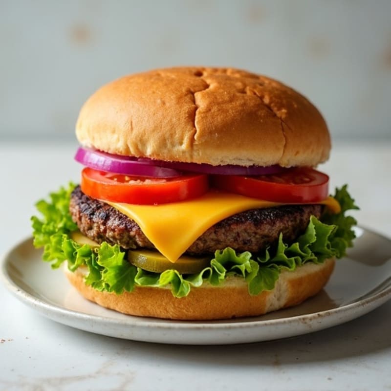 Lean Beef Cheeseburger with Fresh Veggies