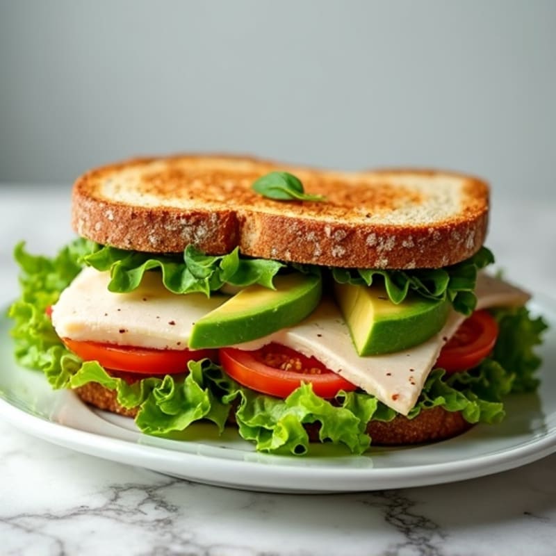 Fresh Herbed Turkey and Avocado Whole Grain Sandwich
