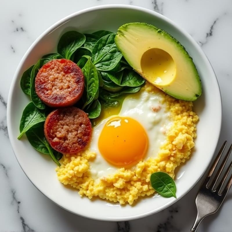 Egg White Scramble with Spinach and Turkey Sausage