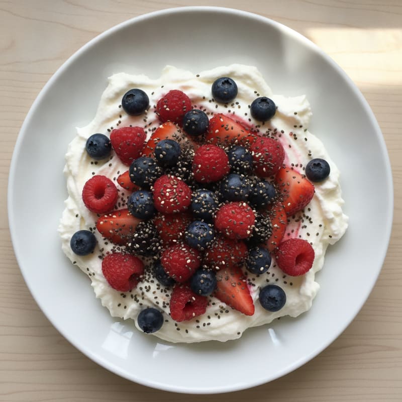 Greek Yogurt Protein Mousse with Mixed Berries