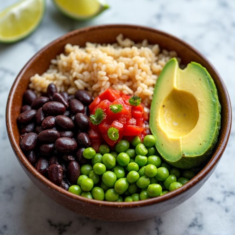 Fresh Black Bean Burrito Bowl with Creamy Avocado
