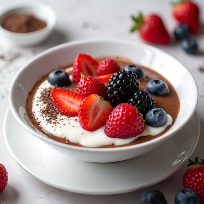 Silky Greek Yogurt Bowl with Chocolate Protein and Fresh Berries