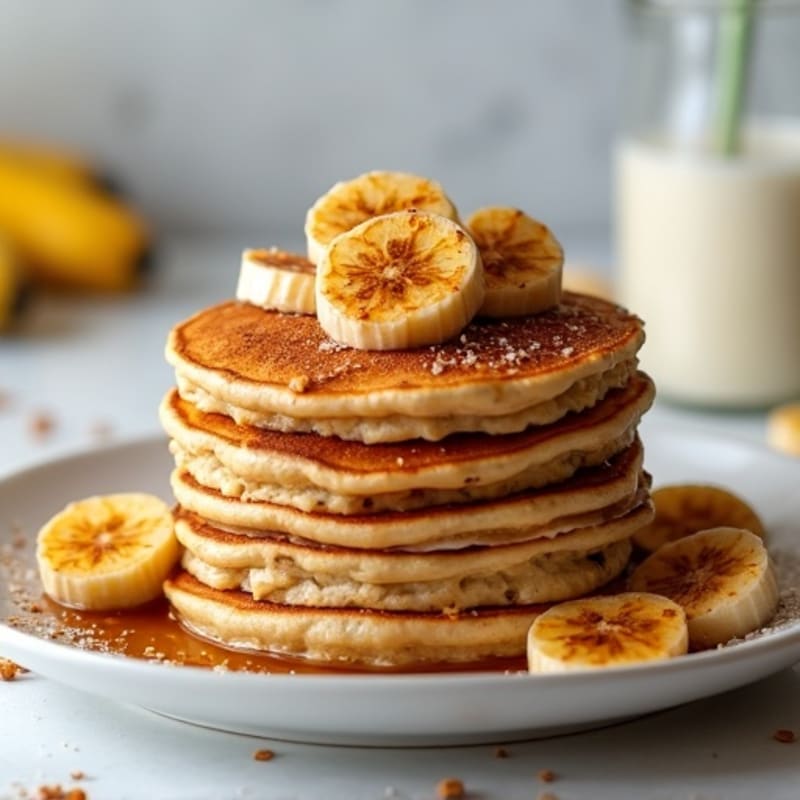 Cinnamon-Spiced Caramelized Banana Protein Pancakes