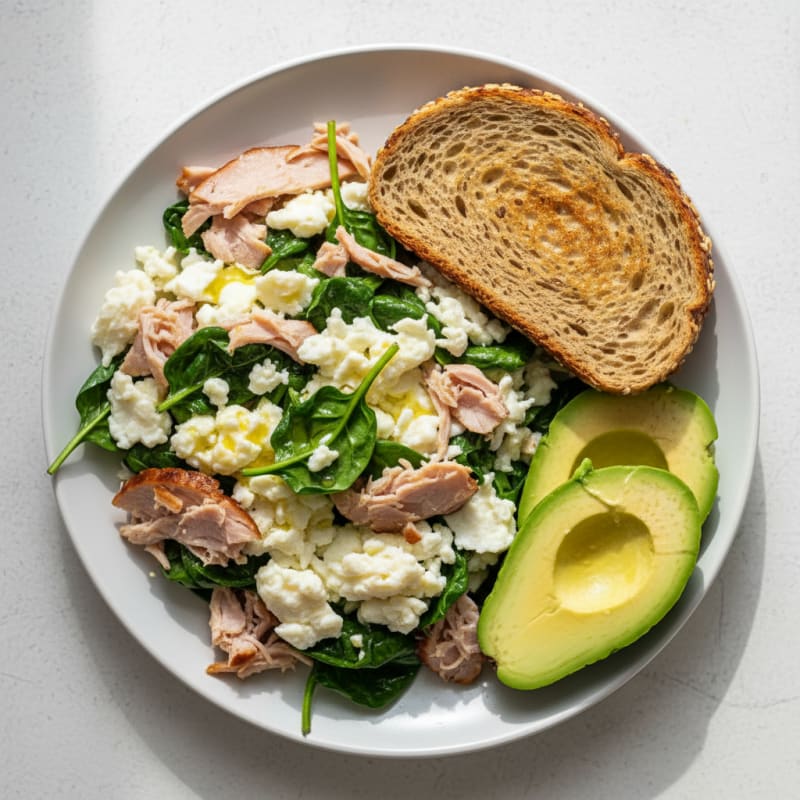 Scrambled Egg Whites with Smoked Turkey and Spinach