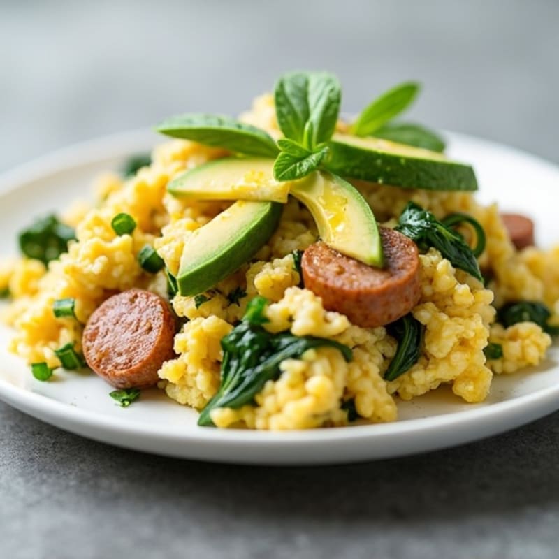 Egg White Scramble with Spinach and Turkey Sausage