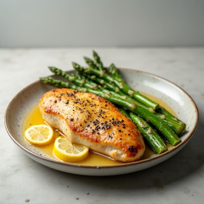 Pan-Seared Lemon Garlic Chicken with Roasted Asparagus