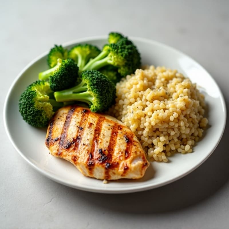 Grilled Chicken Breast with Quinoa and Steamed Broccoli