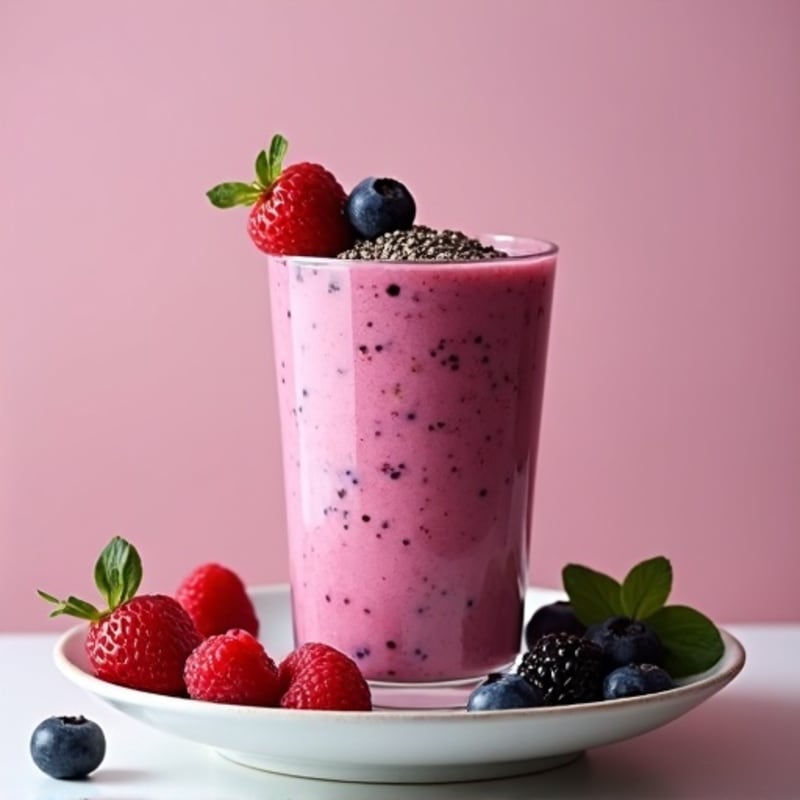 Triple Berry Protein Smoothie with Almond Milk