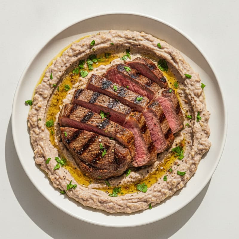 Grilled Steak with Baba Ghanoush
