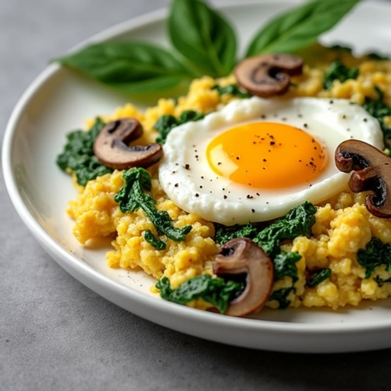 Protein-Packed Spinach and Mushroom Egg White Scramble