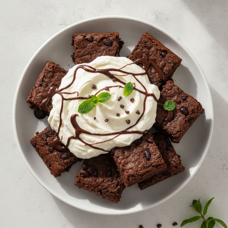 Protein Bean Brownie with Egg White Yogurt Cream