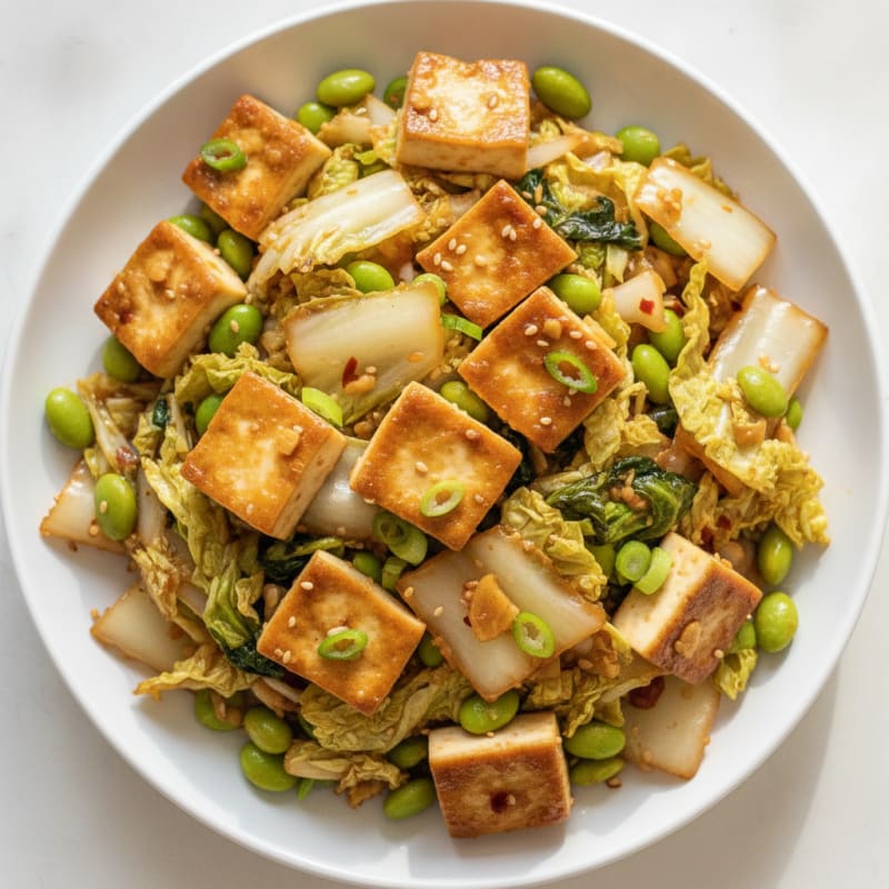 Napa Cabbage Silken Tofu Stir-Fry