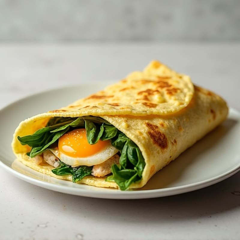 Fluffy Egg and Spinach Keto Wrap