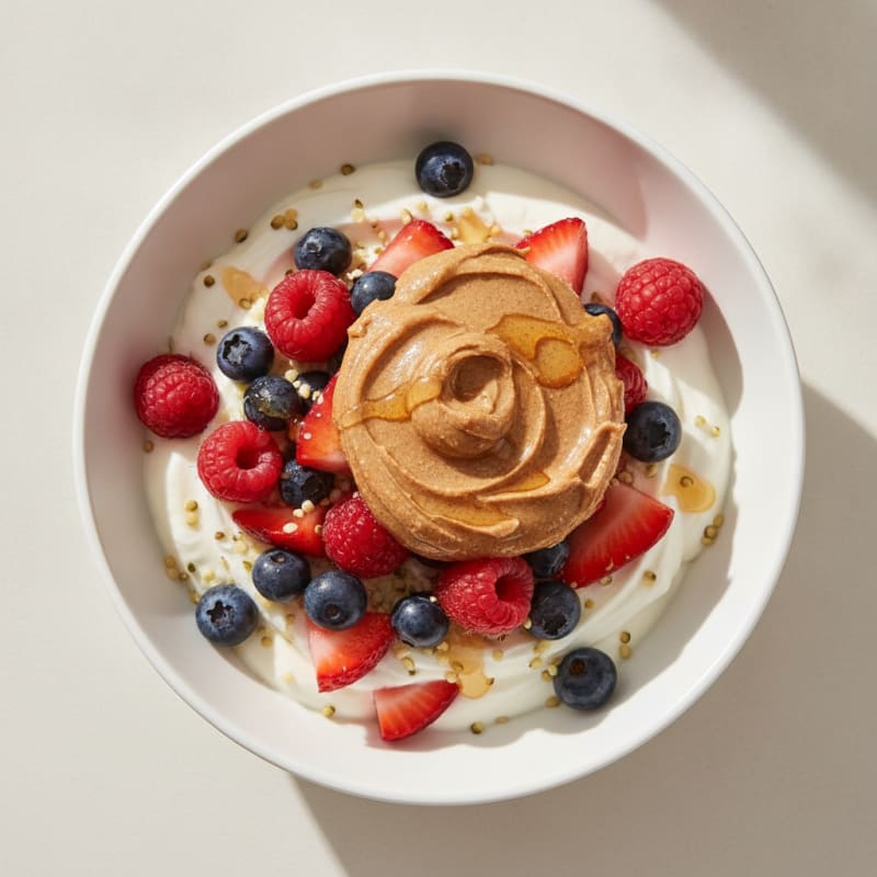 Creamy Greek Yogurt Parfait with Mixed Berries and Almond Butter