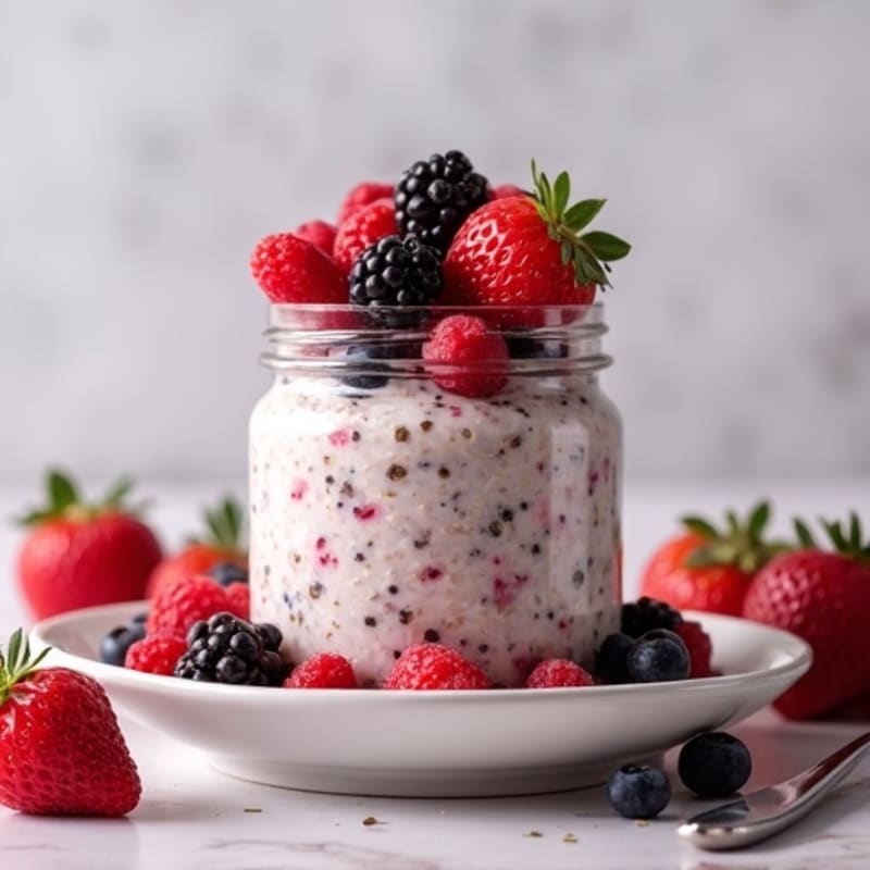 Creamy Berry Chia Overnight Oats