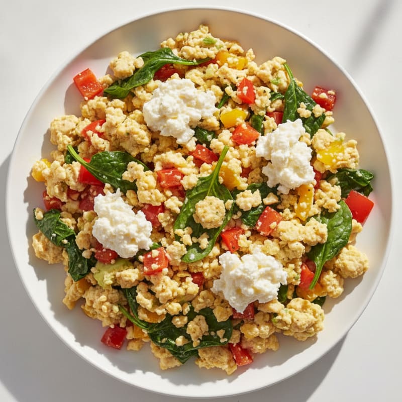 Egg White Veggie Scramble with Cottage Cheese