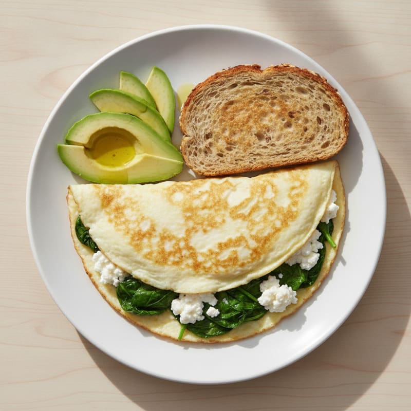 Egg White Spinach Omelet with Cottage Cheese