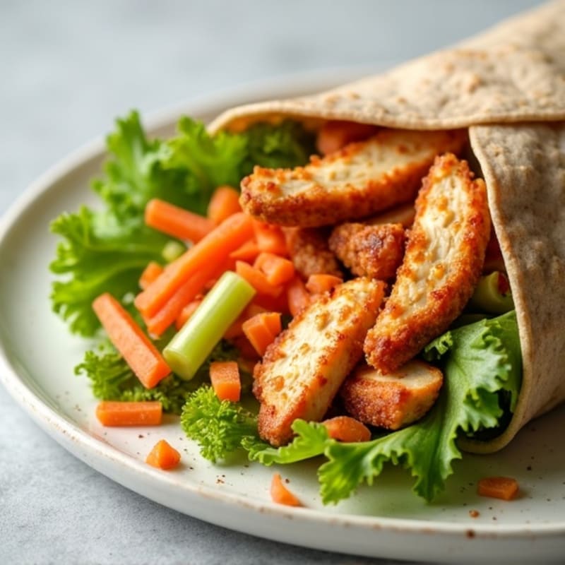 Crispy Buffalo Ranch Chicken Wrap with Fresh Crunchy Vegetables