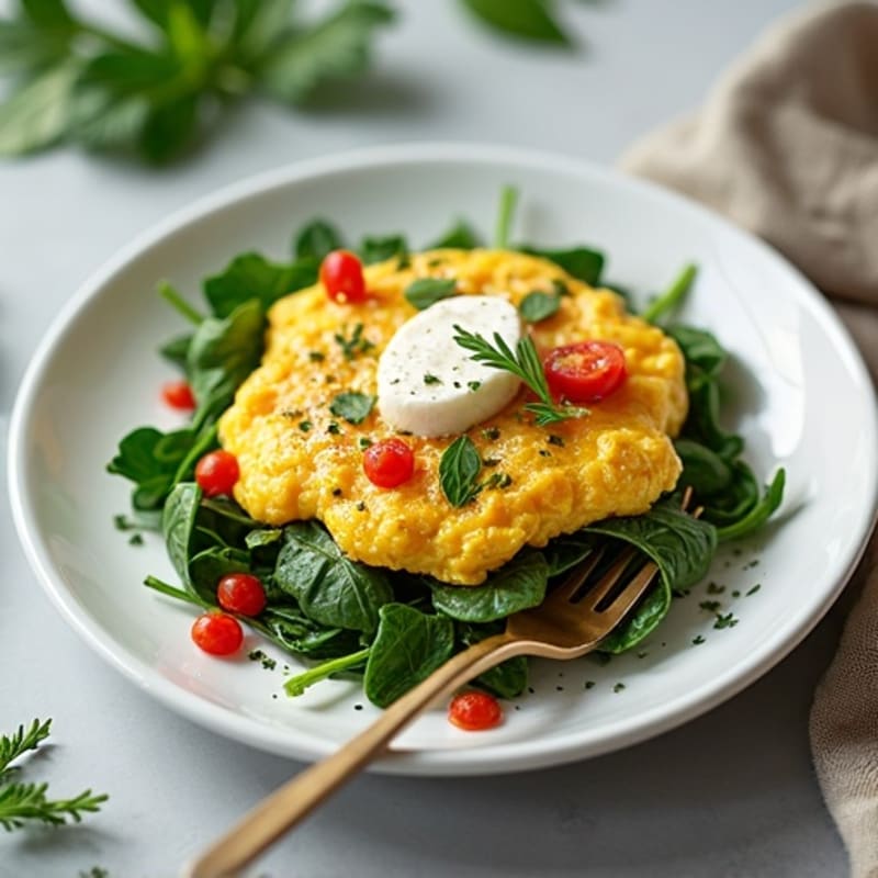 Fluffy Herb-Spinach Egg White Scramble
