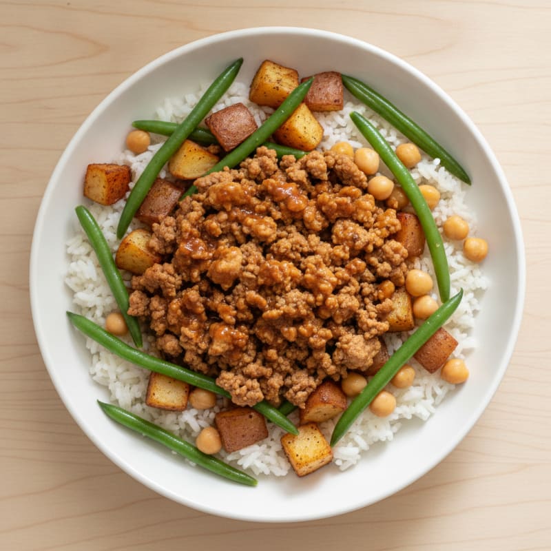 Turkey Taco Rice Bowl with Roasted Potatoes