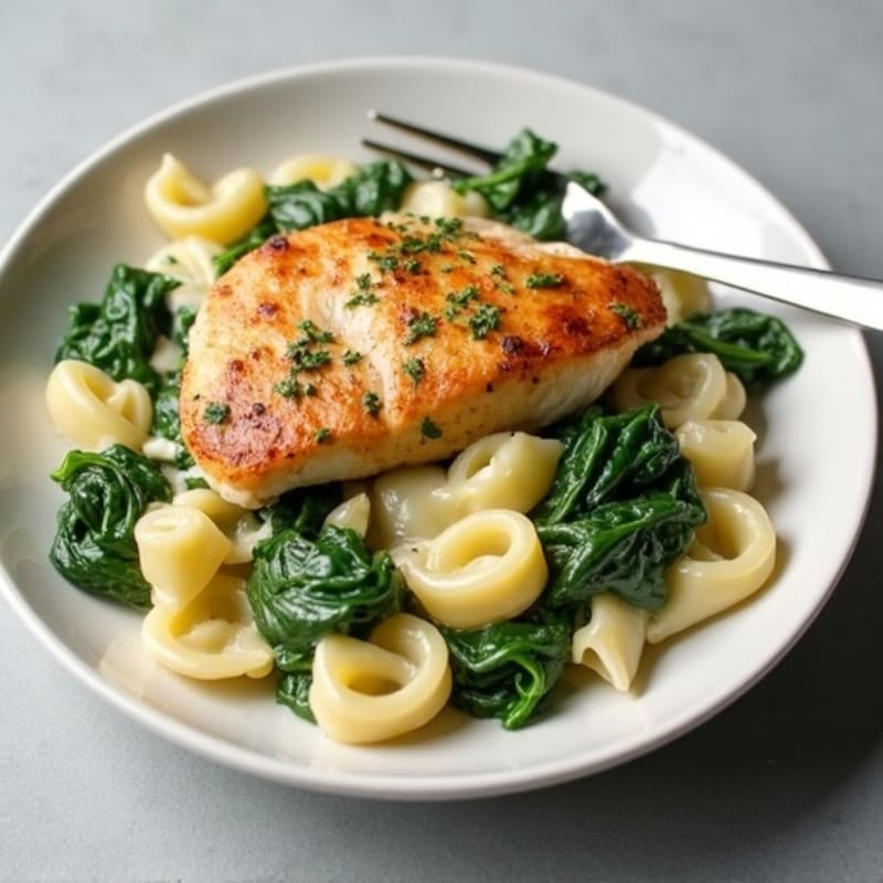 Lemon Garlic Chicken with Creamy Spinach Tortellini