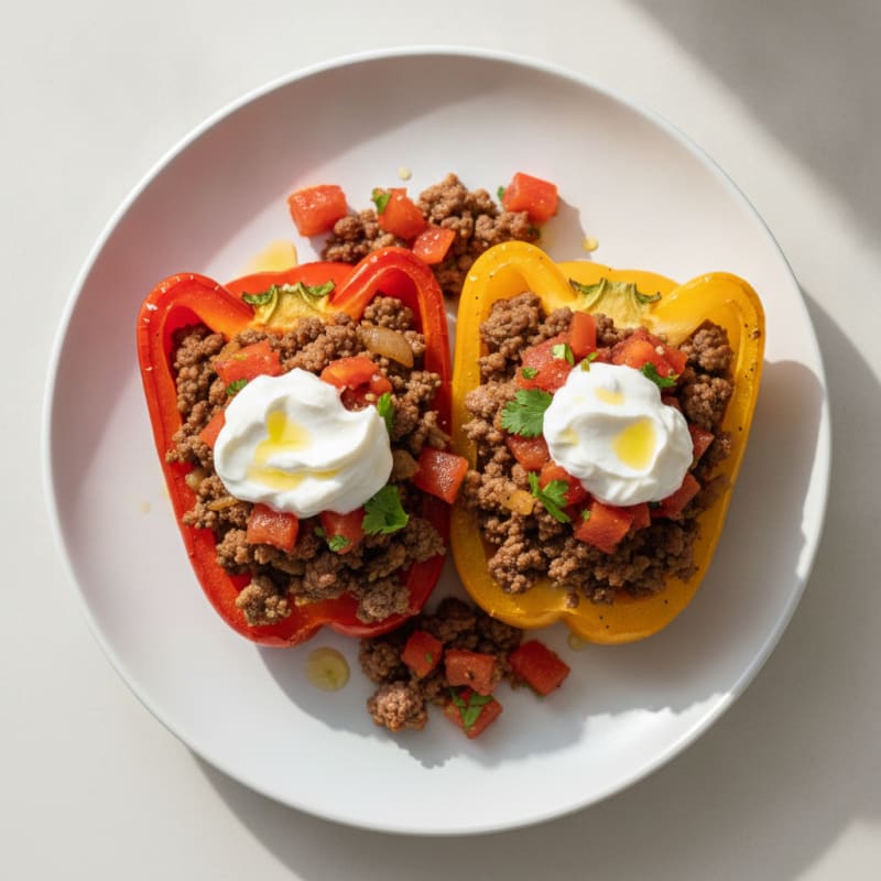 Ground Beef Stuffed Bell Peppers with Greek Yogurt