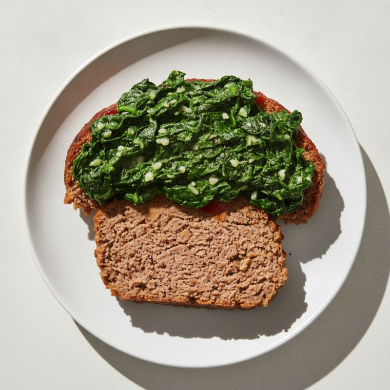 Classic Meatloaf with Spinach Topping