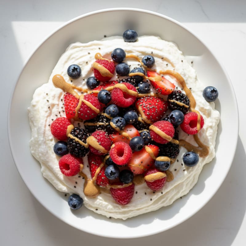 Greek Yogurt Protein Mousse with Mixed Berries