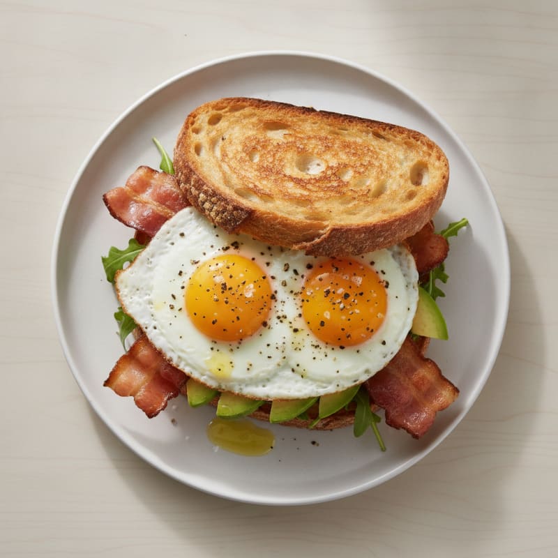 Fried Egg and Turkey Bacon Sourdough Sandwich