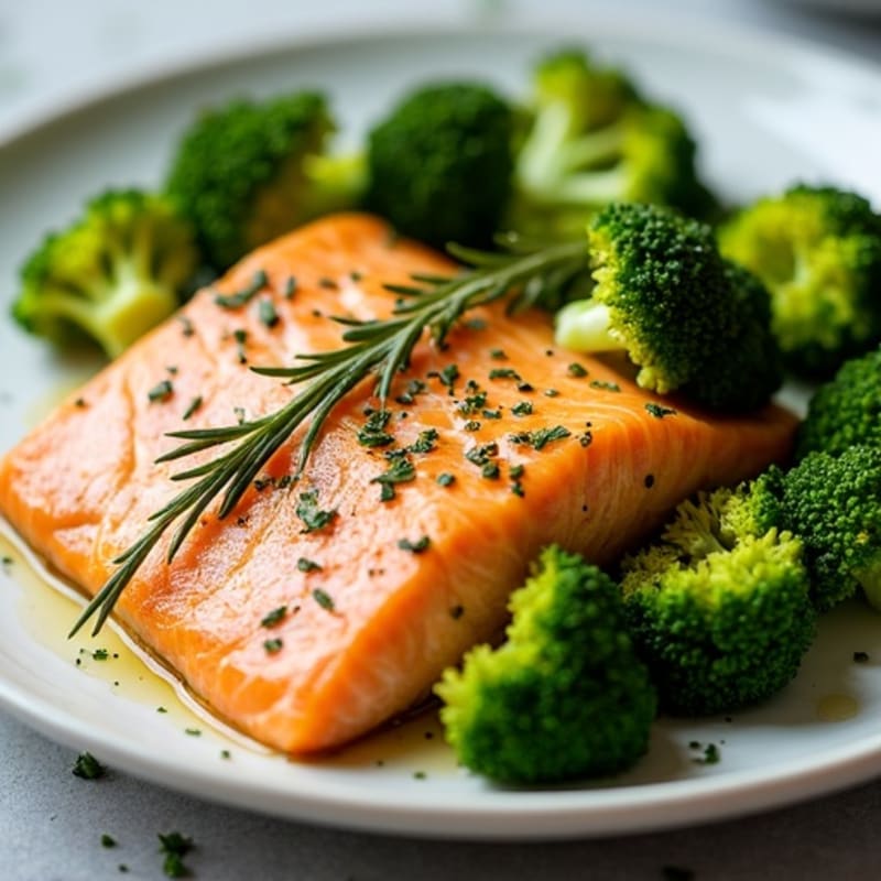 Lemon Herb Baked Salmon with Roasted Broccoli