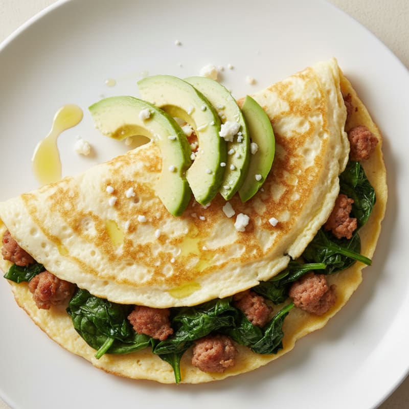 Egg White Spinach Omelet with Turkey Sausage
