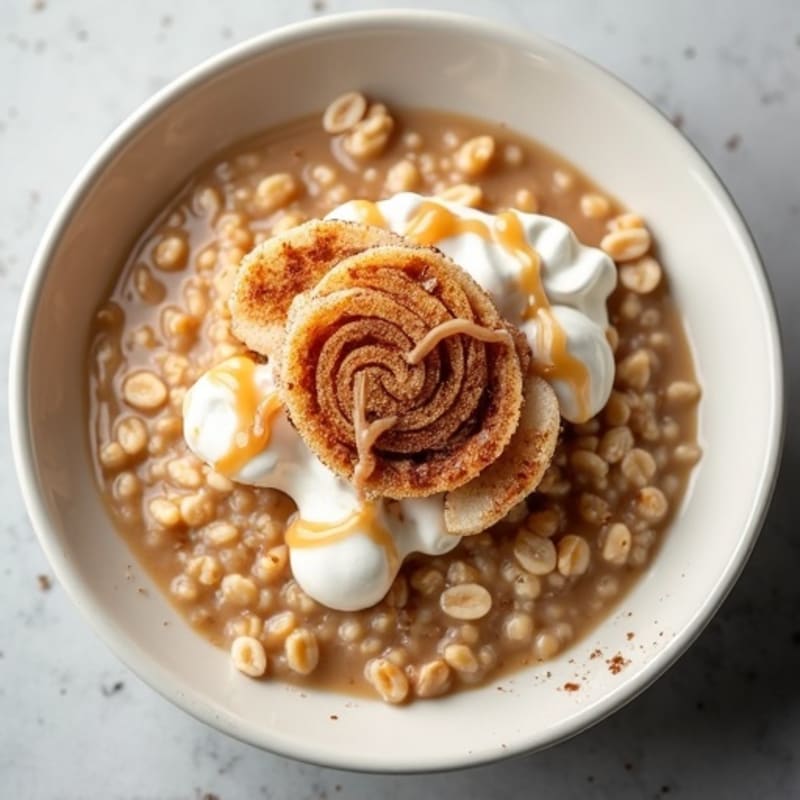 Creamy Cinnamon Swirl Protein Oats with Greek Yogurt Drizzle