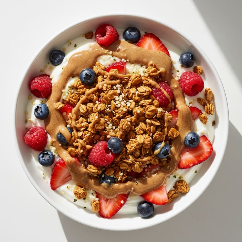 Creamy Greek Yogurt Parfait with Mixed Berries and Almond Butter