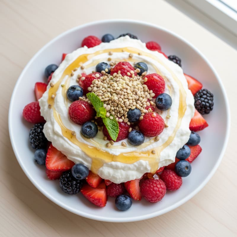 Greek Yogurt Protein Parfait with Mixed Berries