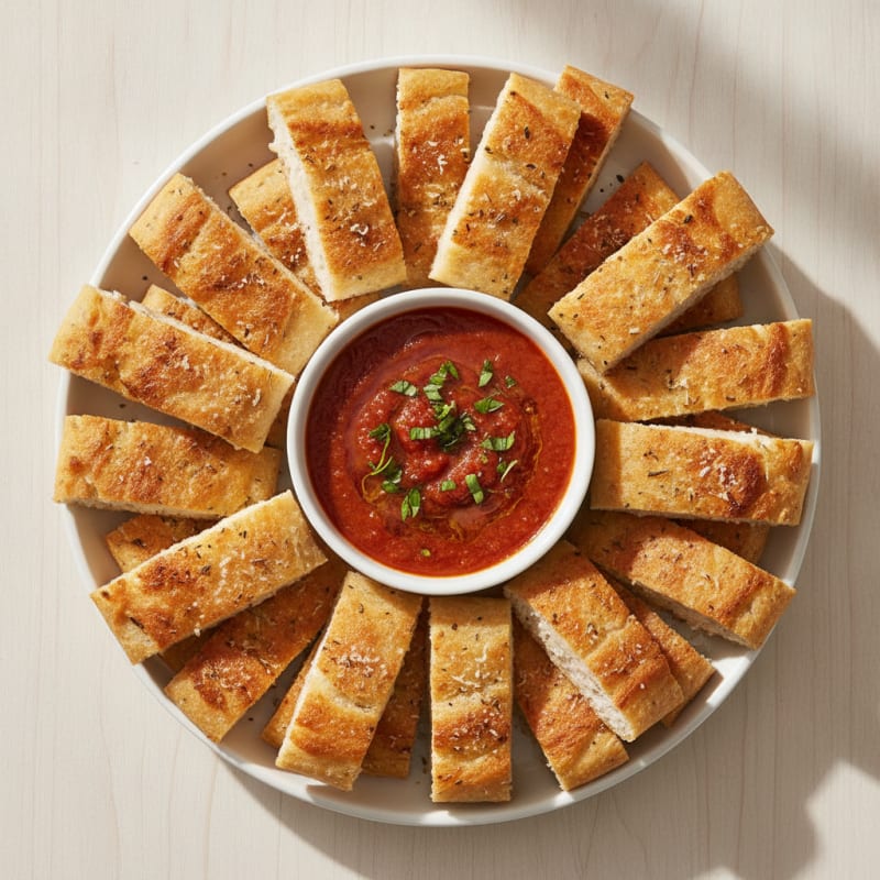 Garlic Parmesan Breadsticks with Marinara