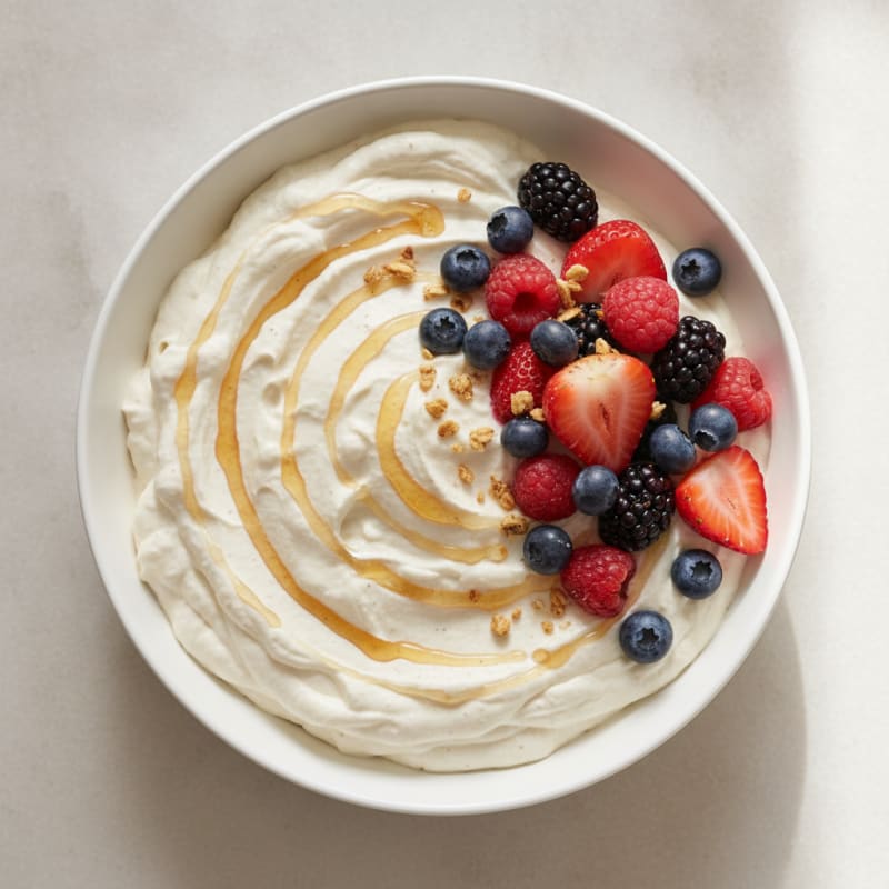 Greek Yogurt Protein Mousse with Mixed Berries