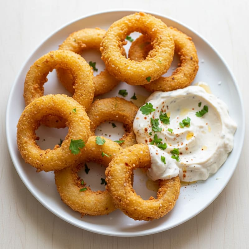 Beer-Battered Onion Rings with Chipotle Aioli