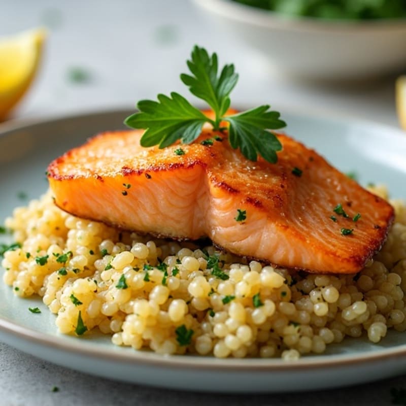 Crispy Pan-Seared Salmon with Lemon-Herb Quinoa