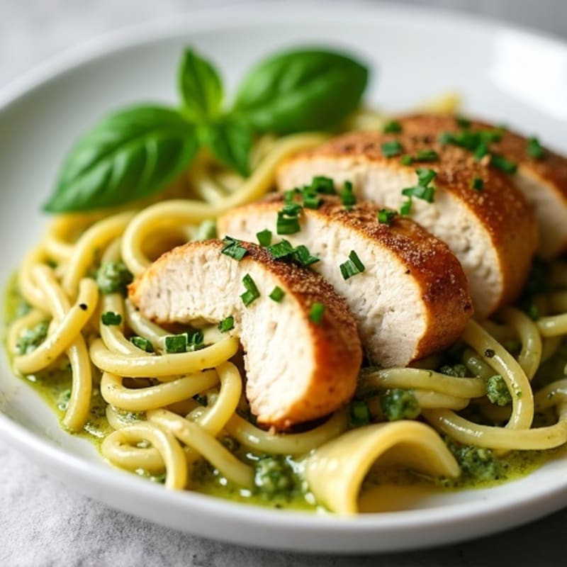 Creamy Pesto Chicken Pasta with Fresh Herbs