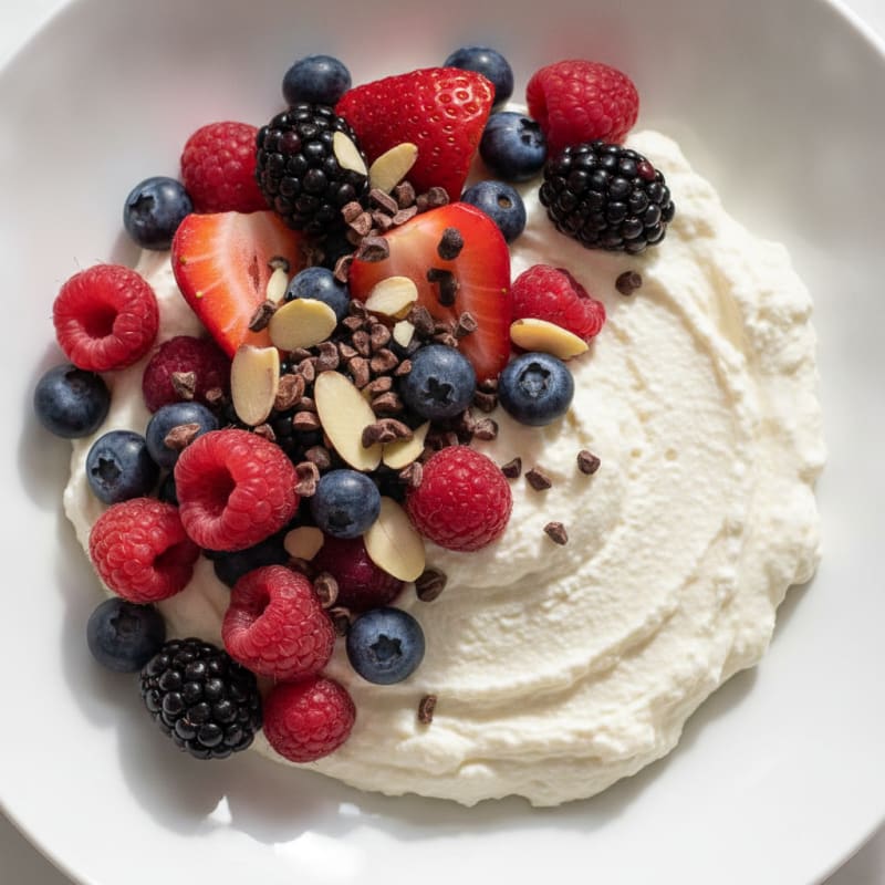 Greek Yogurt Protein Mousse with Mixed Berries