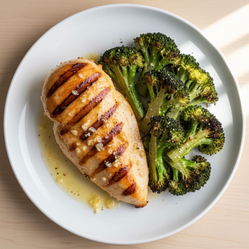 Grilled Chicken Breast with Roasted Broccoli