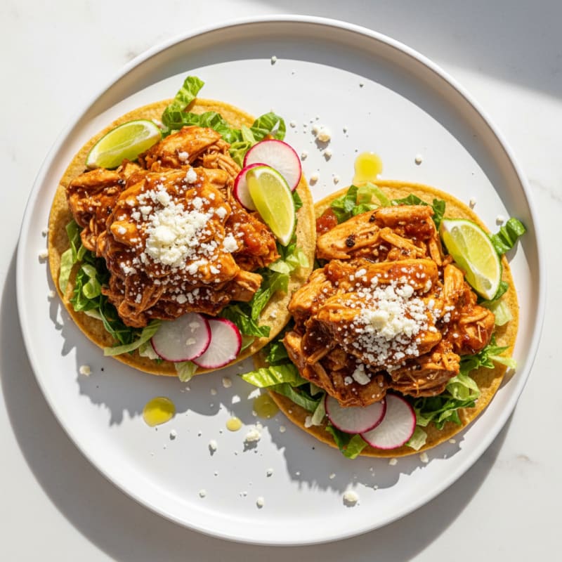 Chicken Tinga Tostadas with Cotija