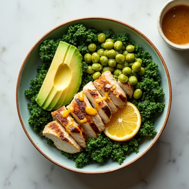 Crunchy Avocado Kale Bowl with Citrus Vinaigrette